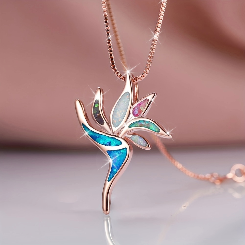 Opal Torch Pendant Long Necklace - Fashionable & Distinctive